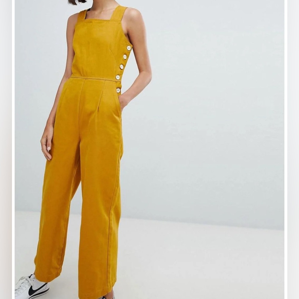 ASOS Mustard Yellow Overalls with Button Accent Women’s 6 - Picture 11 of 11
